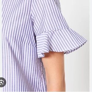 Banana Republic Shiny Light Blue and White Striped Top